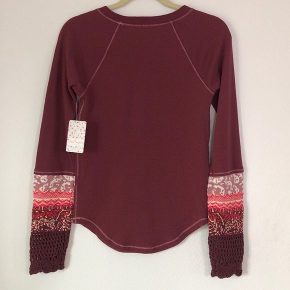 NWT - Free People In The Mix Cuff Top - Rio Vino - Picture 12 of 16